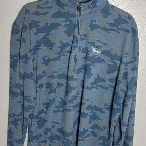 johnnie-O Blue and Gray Camo Zip-Up pull over light jacket